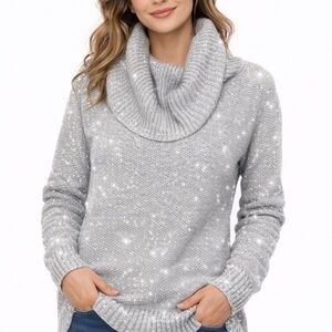 New York & Company Sparkling Gray Cowl Neck Sweater